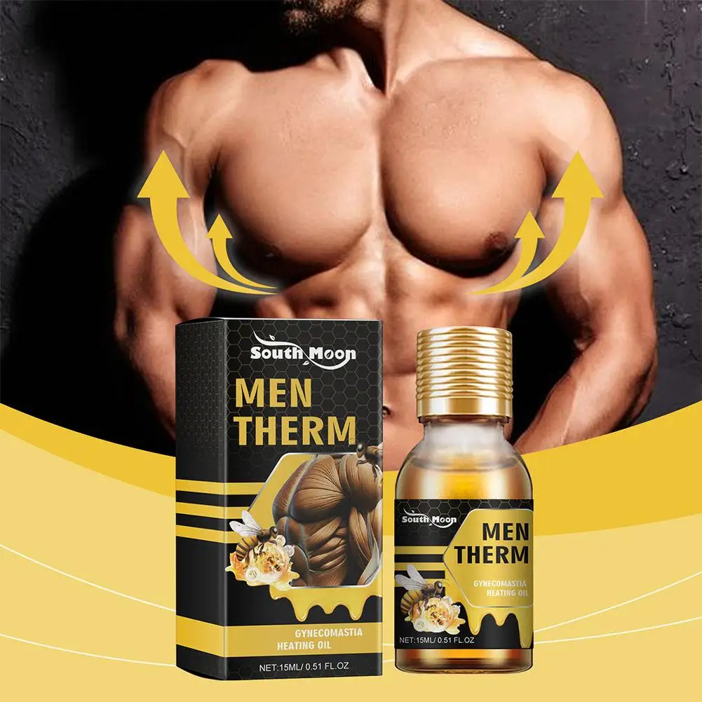 15ml Men Bee Gynecomastia Heating Oil Breast Shaping Breast Firm Massage Serum Breast Tighten Oil Skin Care