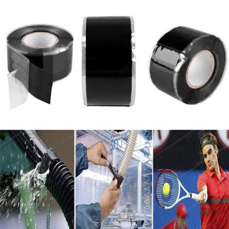 Waterproof Silicone Performance Repair Tape Self-adhesive Strong Black Adhesive Tape Self-melting Line Pipe Repair