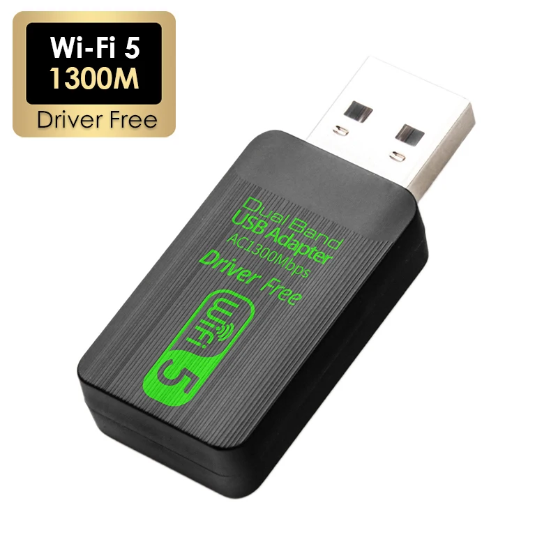

2,4/5,8 ГГц двухдиапазонный 1300 м USB 2,0 Wi-Fi5 мини-адаптер свободный драйвер AC1300M внешняя беспроводная сетевая карта ключ для настольного ПК