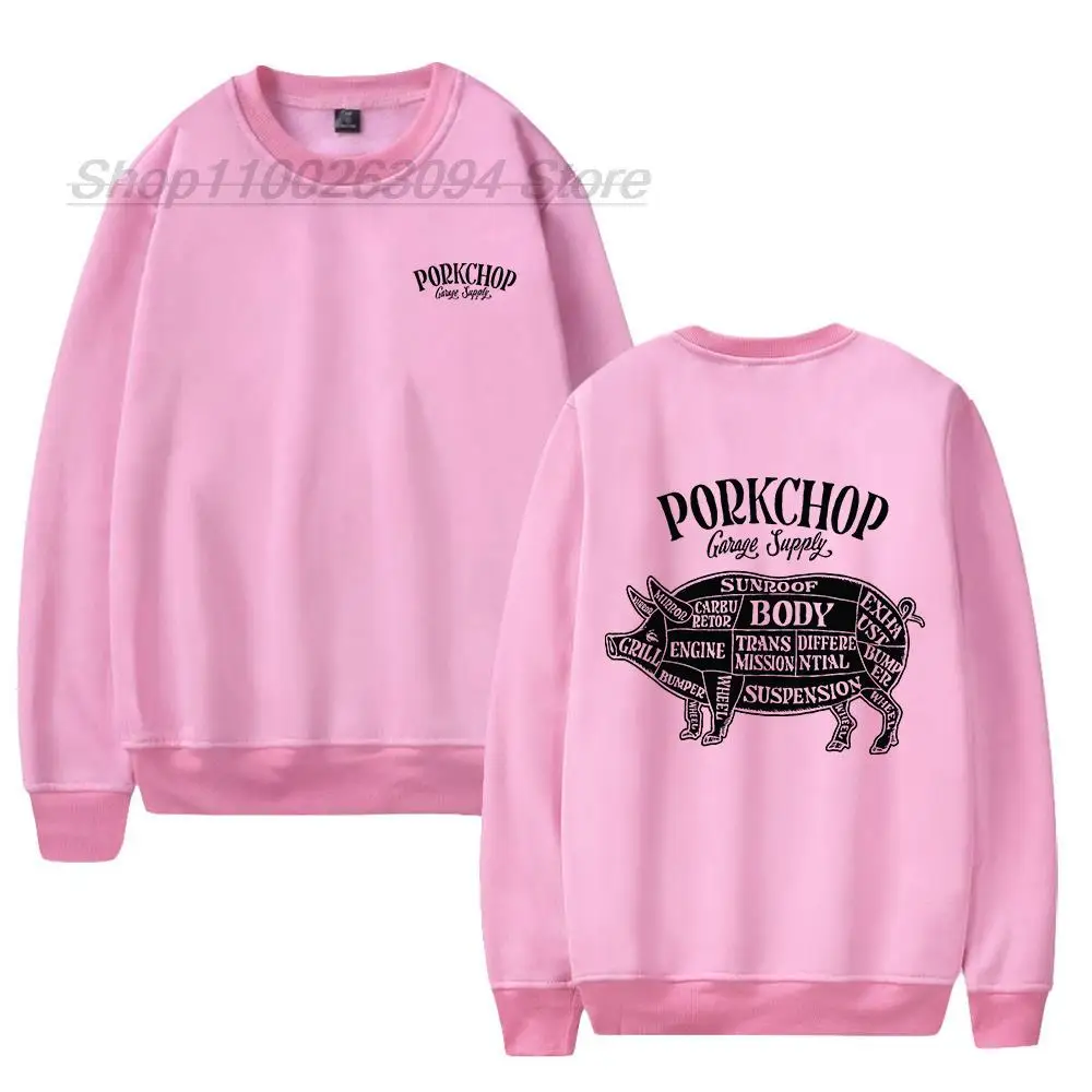 PorkChop Garage Rood Sweatshirt Heren Dames Print Trui Unisex Harajuku Sportkleding Streetwear Hip Hop Kleding Sweatshirt