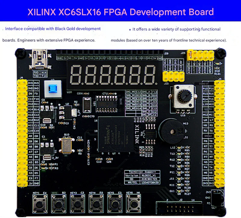 

Плата для разработки FPGA Xilinx Spartan 6 XC6SLX16, учебная плата, системная плата для проектирования, ISE