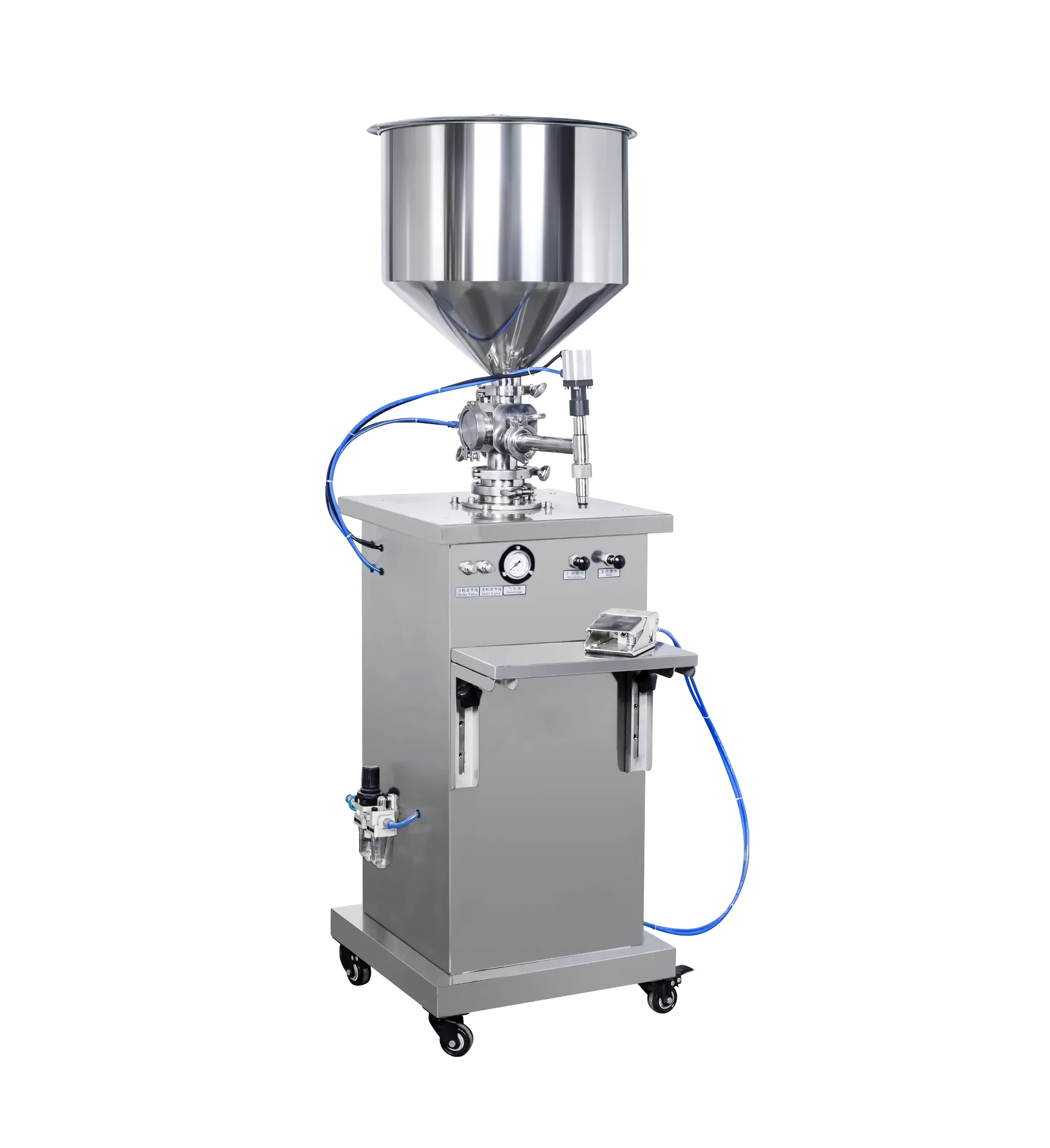 

100-1000ml Vertical Pneumatic Liquid Filling Machine Single Nozzle Heat And Stir Paste Filler Piston Fill Machine