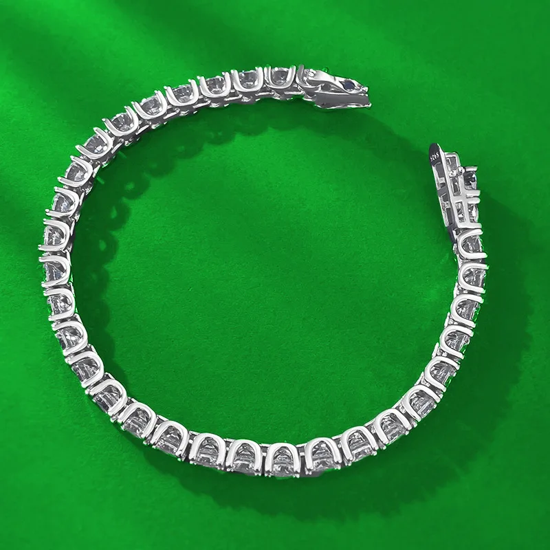 New S925 Silver 0.5ct High Carbon Diamond Extremely Simple, Light Luxury, Trendy People Full Diamond High Grade Feel Bracelet