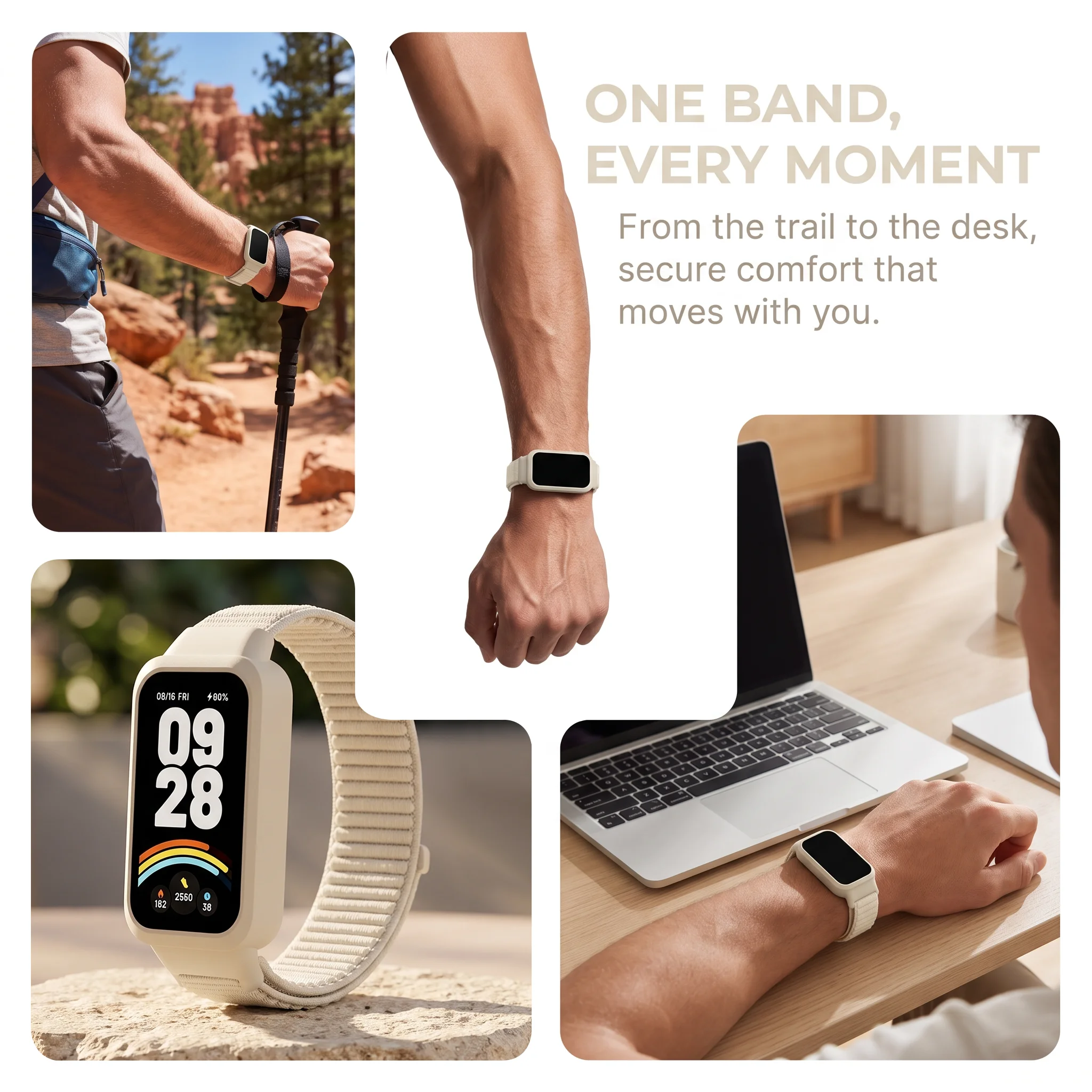 Hülle+Nylon-Schlaufenarmband für Xiaomi Redmi Band 3 Smartwatch Zubehör Sport Atmungsaktives Armband Correa für Mi Band 9 Active Belt – Detail 7