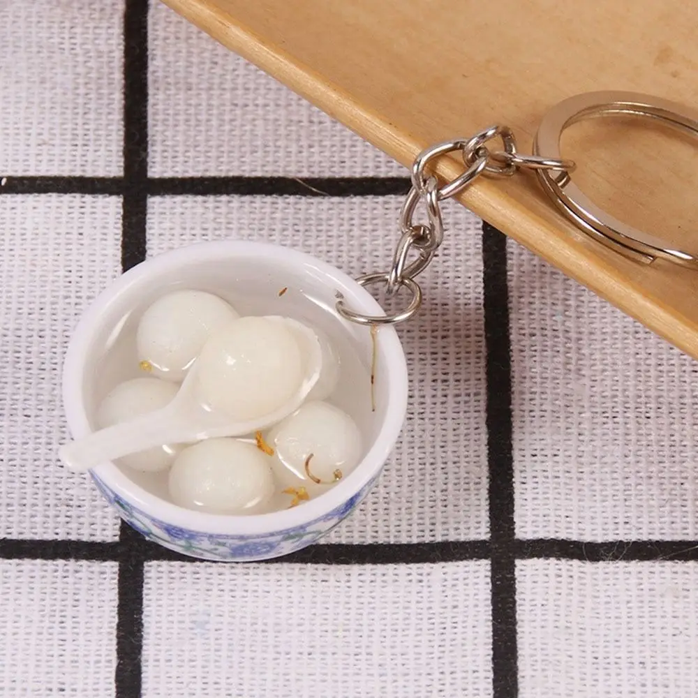 New 10 Styles Simulation Bowl Food PVC Bowl Shape Blue White Porcelain Key Chain Pendant Play House Food