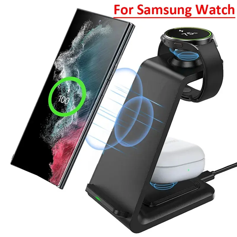 3 in 1 30W Travel Wireless Charger For Samsung Galaxy S23 S22 Watch 6 Pro/5/4/3 Active 1 2 Buds 2 Pro Plus Fast Charging Station