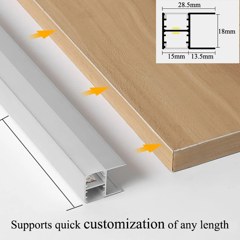 Under Cabinet Shelf Light Clip 18mm Wooden Panel Surface Mounted Cupboard Showcase Bookcase Layer Backlight LED Strip DC12V