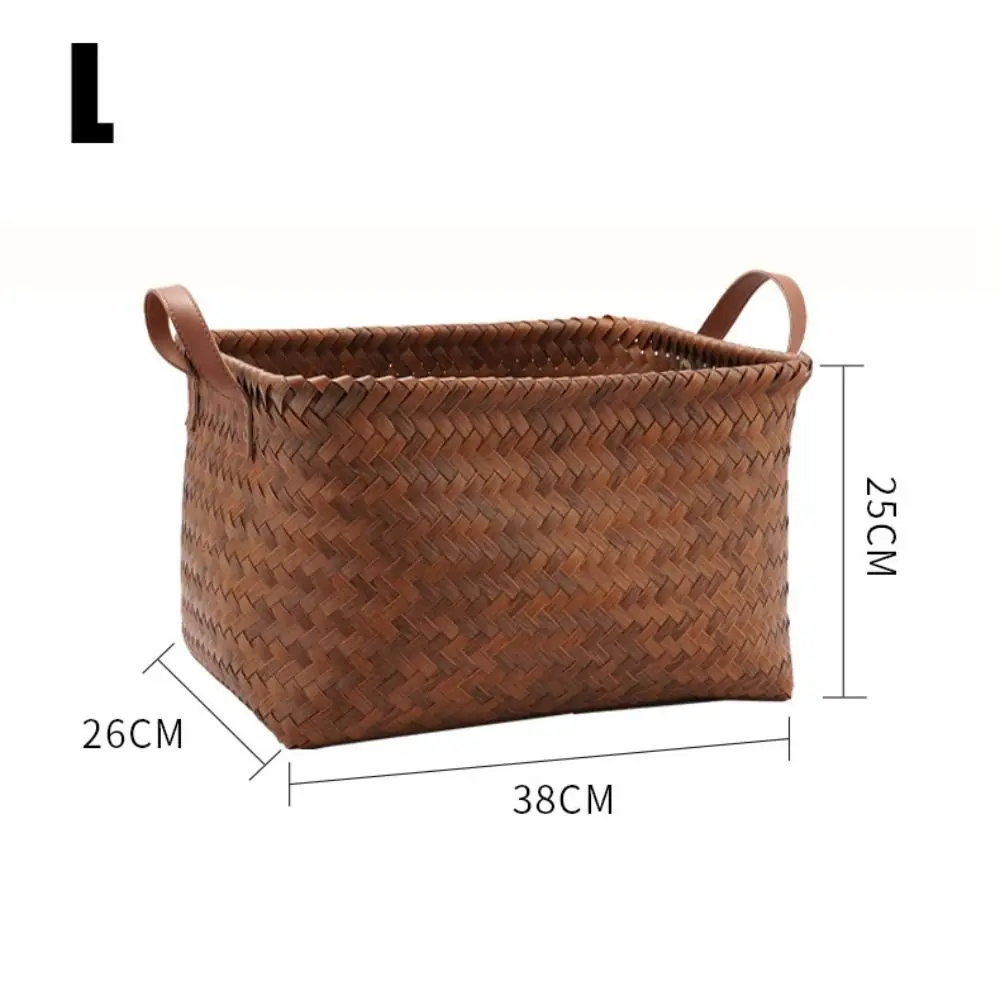 Portable Dirty Clothes Basket Retro Imitation Rattan Weaving Brown Picnic Basket 38cm Home Storage Home Furnishings