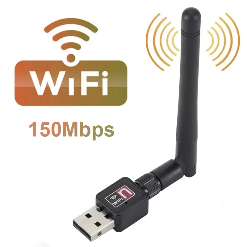 USB WiFi Adapter 2.4Ghz 150Mbps USB WiFi Network Card with Antenna USB Dongle Wi-Fi Receiver Adapter for Desktop Laptop Windows