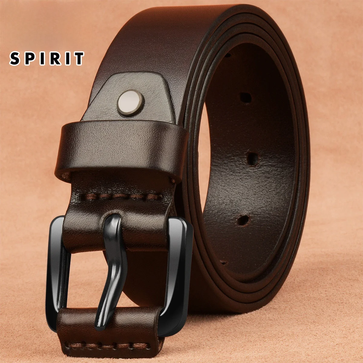ジープスピリット-メンズカジュアルレザーベルト-トップレイヤー純牛革-ヴィンテージユースウエストベルト-合金ニードルバックル-ファッションアクセサリー