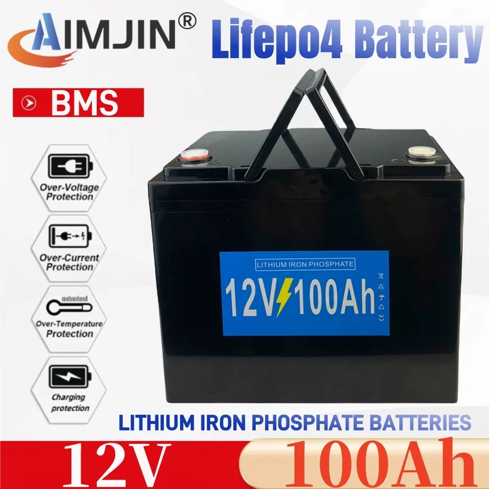 12V 100Ah LiFePo4 Battery Pack Lithium Iron Phosphate Batteries Built-in BMS for Solar Boat Home Energy Storage Cells