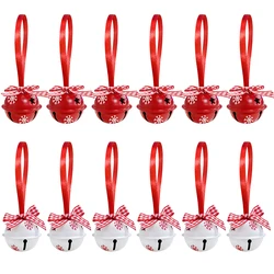 12Pcs Christmas Snowflake Jingle Bells Metal Decorative Pendant Xmas Tree Hanging Ornament 2025 New Year Home Party Decorations