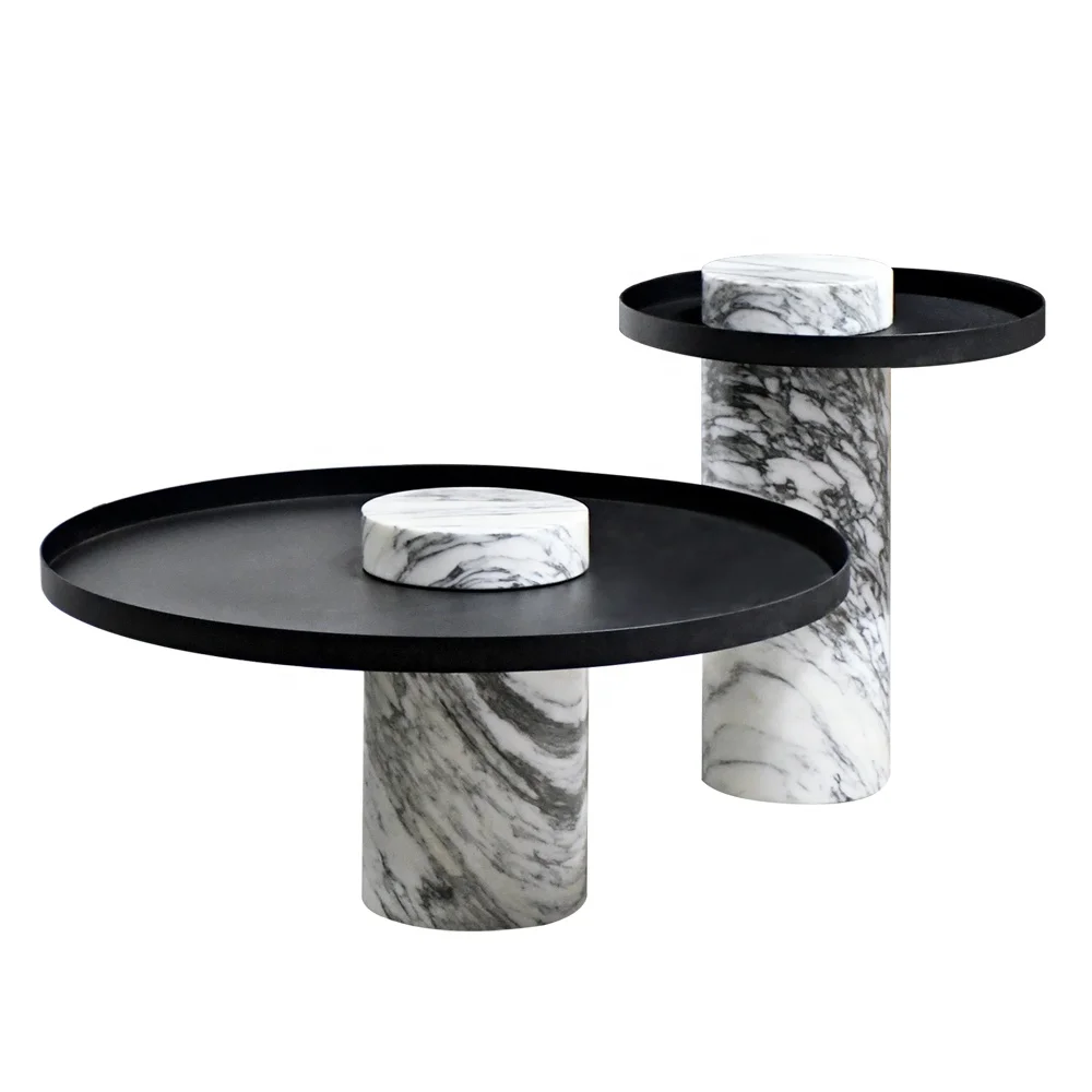 Nordic Natural Stone Living Room Coffee Side Table Travertine Iron Calacatta Viola Black Marble Home Furniture