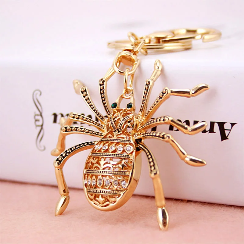 

Carton Metal Rhinestone Animal Crysta Jewelry Spider Pendant Key Chain Keychain For Bag Decoration Ornament