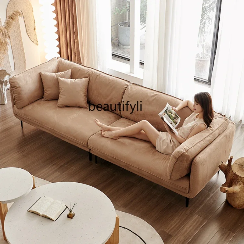 

Sofa Italian minimalist living room, modern minimalist technology cloth cream style sofa