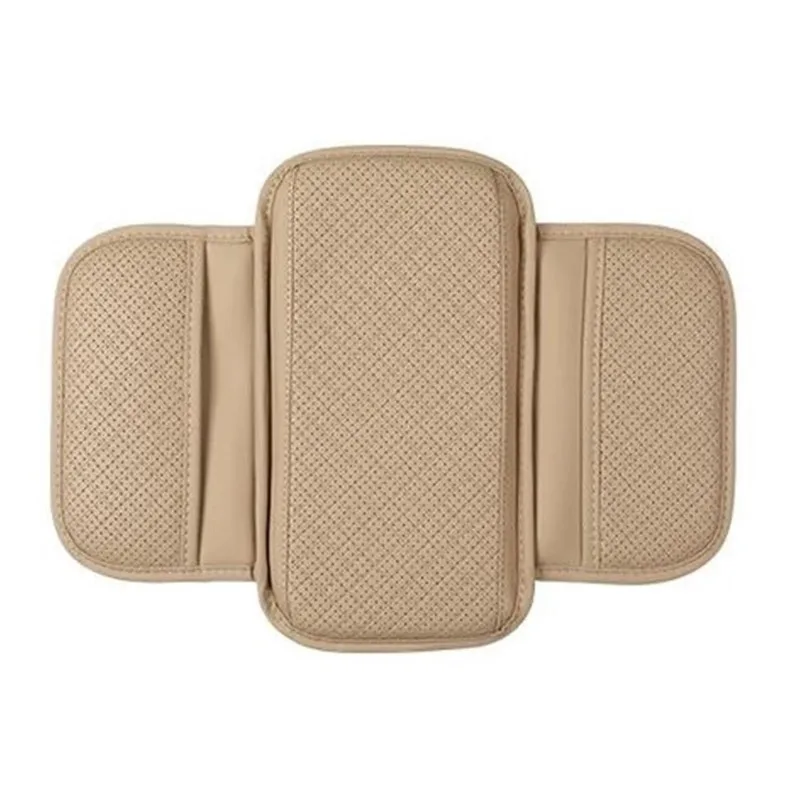 Universal Car Armrest Cushion Heightened Center Console Cover with Side Storage Pocket PU Leather Anti-scratch Protector Pad