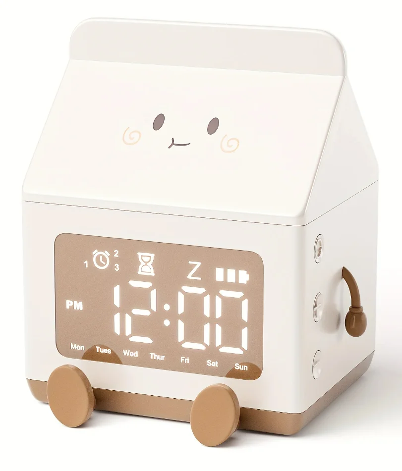 

Creative Milk Box Digital Alarm Clock Date Display Mini Countdown Cute Electronic Bedroom Table Clock