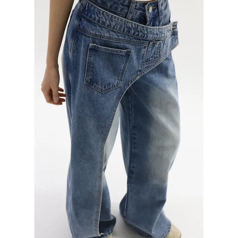 

American Style Retro y2k Waste Soil Wind Wear Both Sides Washed Jeans Loose And Comfortable Wide Leg Denim Pants Luxury Brand