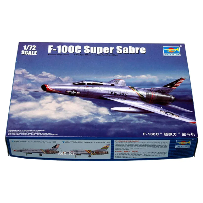 

Trumpeter 01648 1/72 USAF F100 F-100C Super Sabre Fighter Aircraft Military Craft Plastic Assembly Model Toy Gift Building Kit