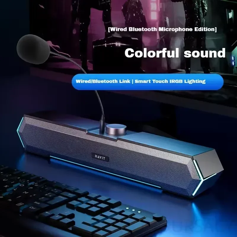 

HIFI стерео домашний настольный ноутбук проводная звуковая панель высокого качества компьютерные аудиосистемы с микрофоном RGB подсветка домашний кинотеатр Bluetooth динамик