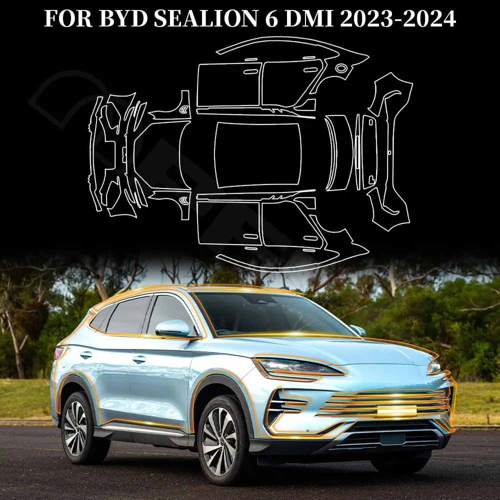 

For BYD SEALION 6 DMI 2023 2024 Car Paint Protection Film TPU Pre-cut Anti-scratch Body Sticker Repair Bra Kit Transparent