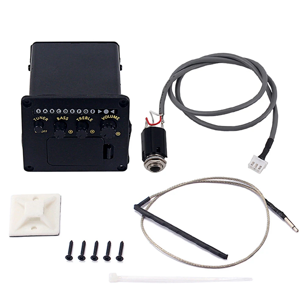 

Guitar Pickup 2-Band EQ Volume Control with Mounting Accessories for Acoustic Guitar, Black Plastic Material, Bass and Treble