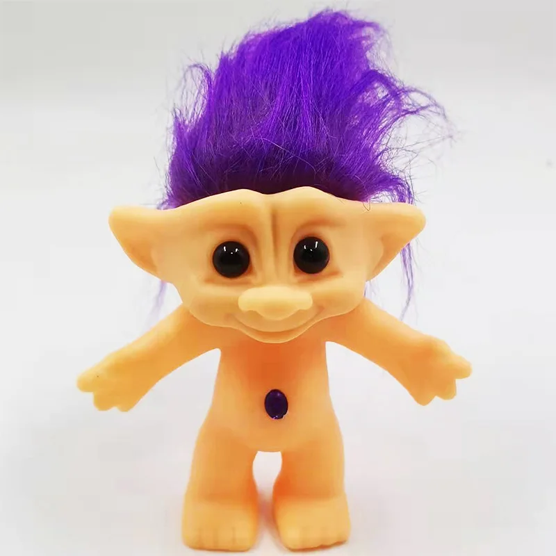 Indian Ugly Baby PVC Retro Troll Doll after 80 Nostalgia Doll 10cm Long Hair Magic Hair Fairy Toy Home Furnishing Pieces