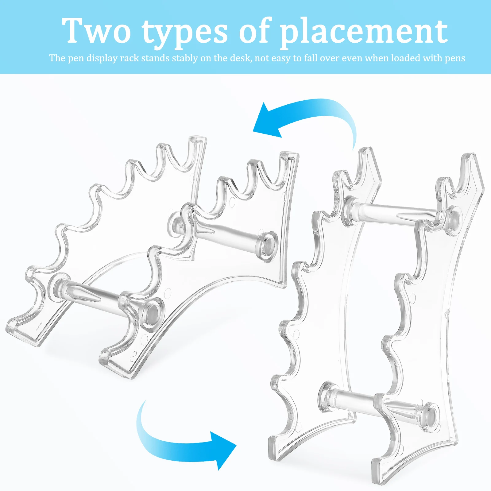 2 قطعة حامل القلم البلاستيك الأفقي انفصال المنظم حامل سطح المكتب تخزين الرف للأقلام ماكياج فرش حامل قلم #3
