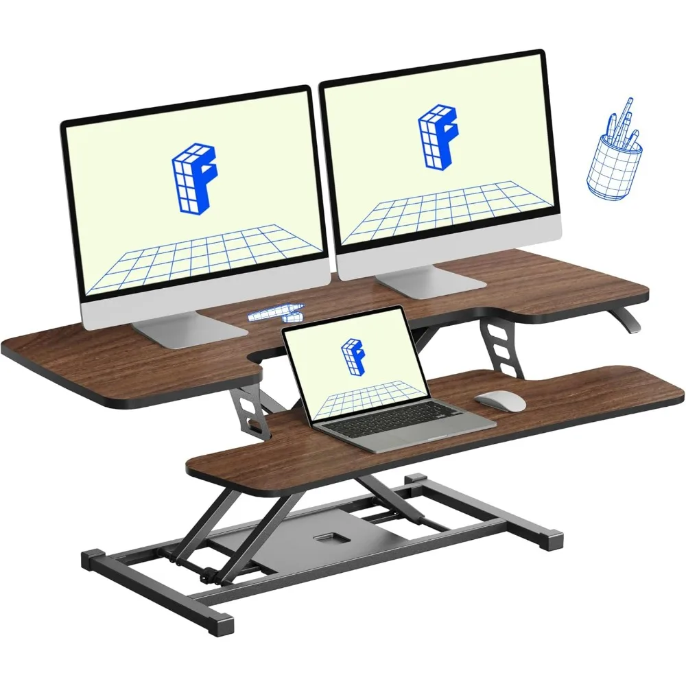 

FLXISPOT 42" Standing Desk Converter Sit to Stand up Riser Height Adjustable Monitor and Laptop Workstation with Spacious 2-Tier