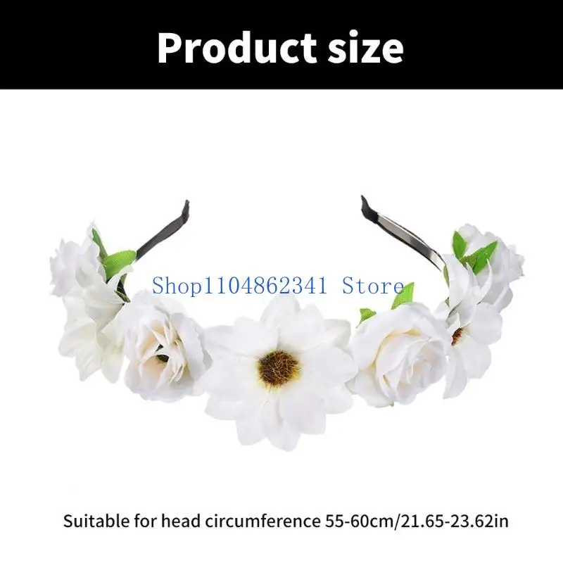 5ASD عباد الشمس ترافعة الشعر ملحقات الرأس الزخرفية للنساء الأطفال التقاط الصور الدعائم Hairhoop للحفلات والتجمعات #6