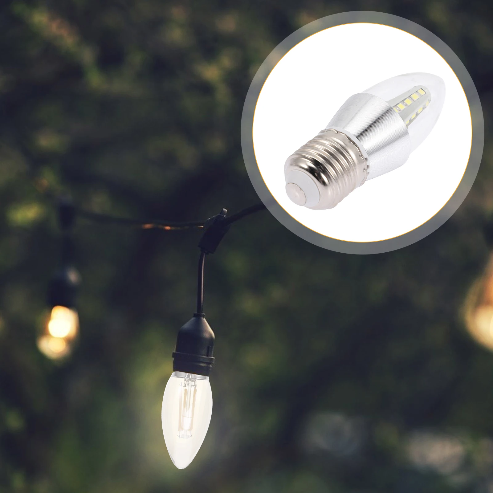 

2Pcs LED E27 Transparent Shade Energy Saving Chandelier Light Chandelier Light Bulbs Pointed Design Candelabra Compatible