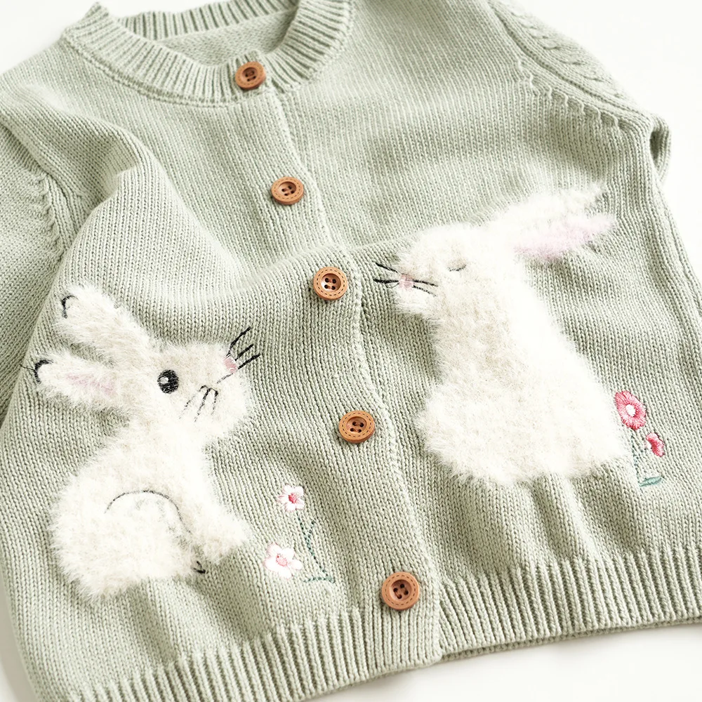 

Darcoo Baby Girls Knitted Cadigan Children Autumn Winter Cute Bunny Jumper Kids Coat Clothes 2-6Y