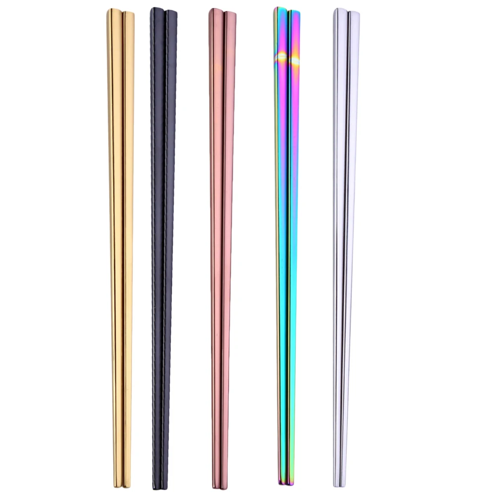 

5 Pairs Stainless Steel Chopsticks Kitchen Reusable Easy Clean Non Rust Perfect Reusable Chopsticks Size