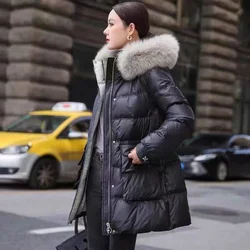 2024 nueva moda de invierno versión coreana Anti-temporada acolchado de algodón de las mujeres largas sueltas cálidas chaqueta acolchada de algodón Abrigo con capucha marea