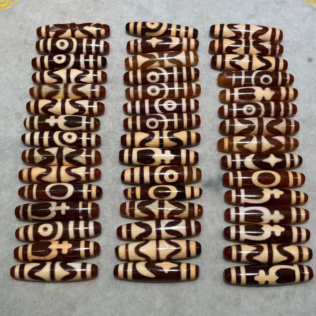 1pcs/lot Natural Old Agate Dzi red beads weathering patterns 58 * 14mm Multiple totems DIY necklace pendant Accessories jewelry