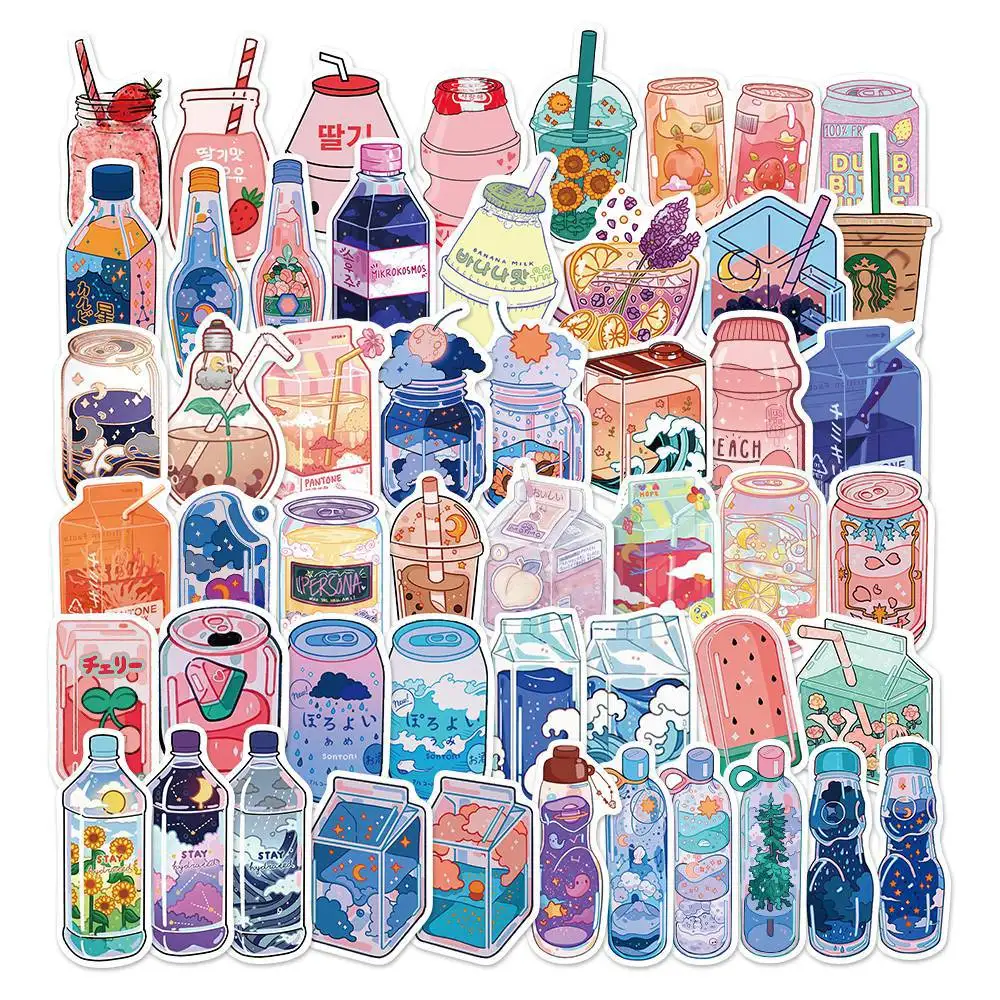 10/50Pcs Beverage bottle Graffiti Sticker Aesthetic Decorative Scrapbook Luggage Cup Guitar Laptop Phone Notebook Toys Stickers