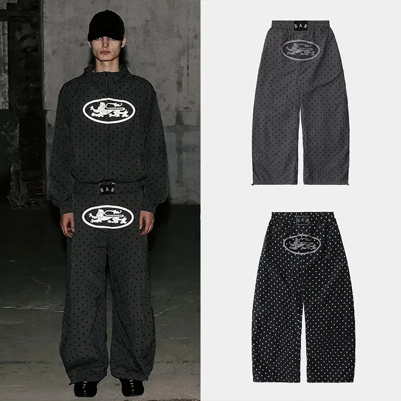 

Американские ретро-брюки в горошек, повседневные женские свободные длинные широкие брюки прямого кроя, спортивные брюки, удобные, дышащие