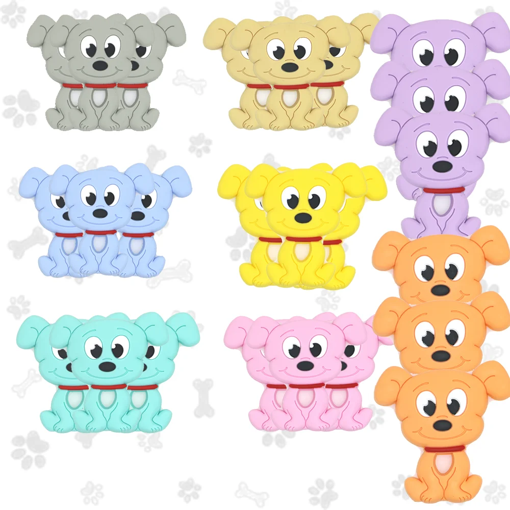 

3pcs Hot Selling Silicone Pendants Cartoon Dog Animals Dental Adhesive For Jewelry Making DIY Pacifier Chain Accessories