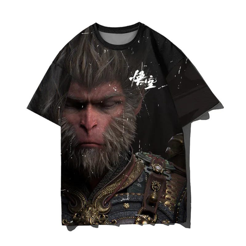 Black Myth Wukong Game Peripheral Short Sleeve T-Shirt For Male And Female Students Breathable Cool Short Sleeve Round Neck T-Sh