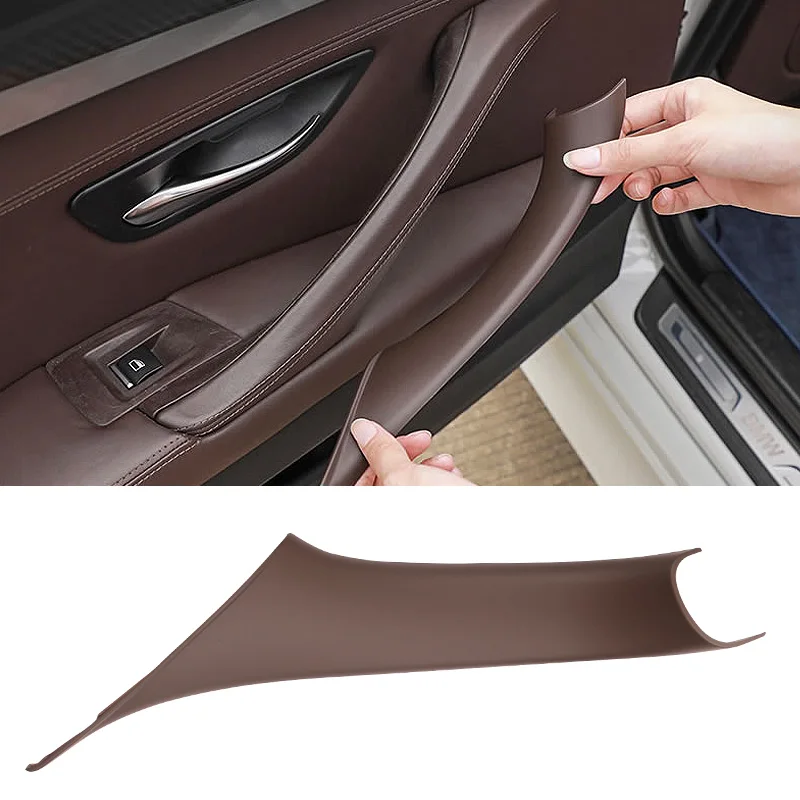 Cubierta embellecedora de Panel de manija Interior de puerta de coche, pegatinas protectoras de fibra de carbono LHD para BMW serie 5 F10 2011-2017