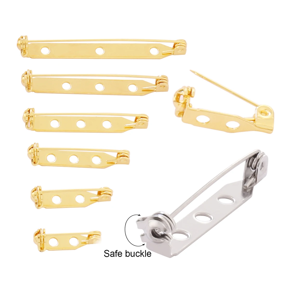 

10pcs 17-45mm Brooch Clip Base Pins Silver/Gold Color Blank Safe Lock Brooch Pin Base Badge Holder For DIY Jewelry Making
