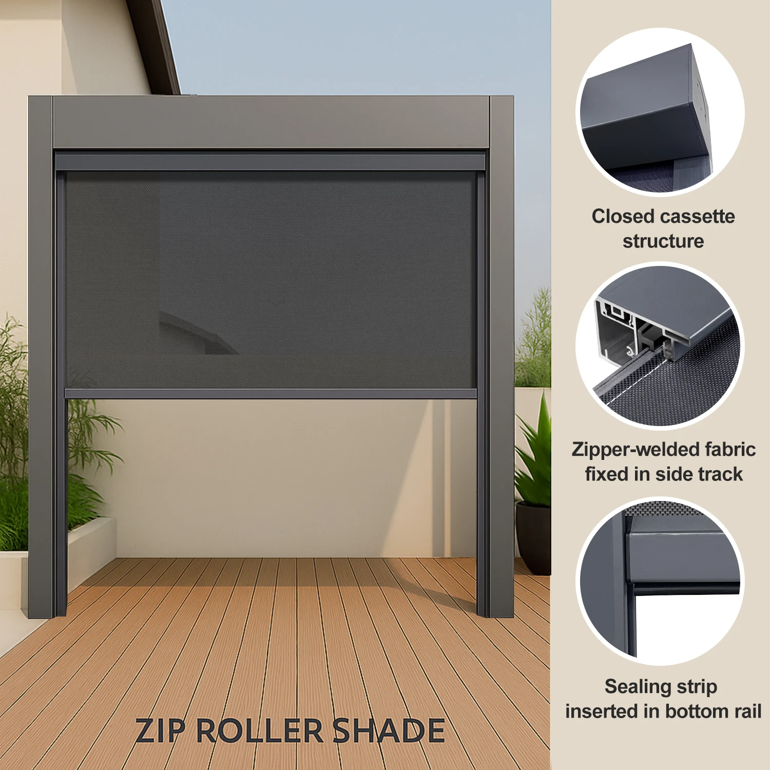 TIPIACE Wind Screens for Patios Pergola Pavilion Outdoors Full Blackout Hotel Customized Size