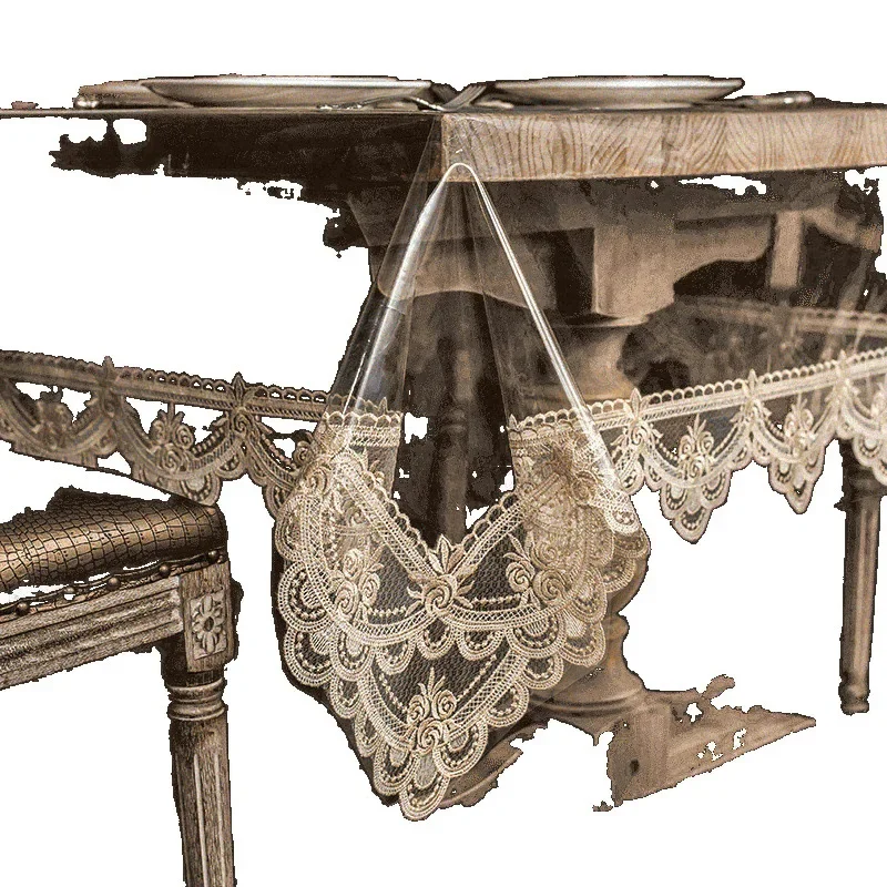 

Waterproof and oil-proof transparent table mat, leave-in coffee table tablecloth, household lace