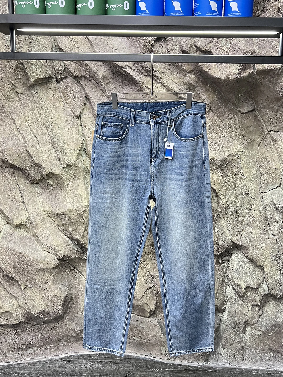 ファイオナブル ストレートレッグ メンズジーンズ ラインウェイドアウト ホワイト コットンポリエステル混紡 快適で通気性のある 秋の新作...