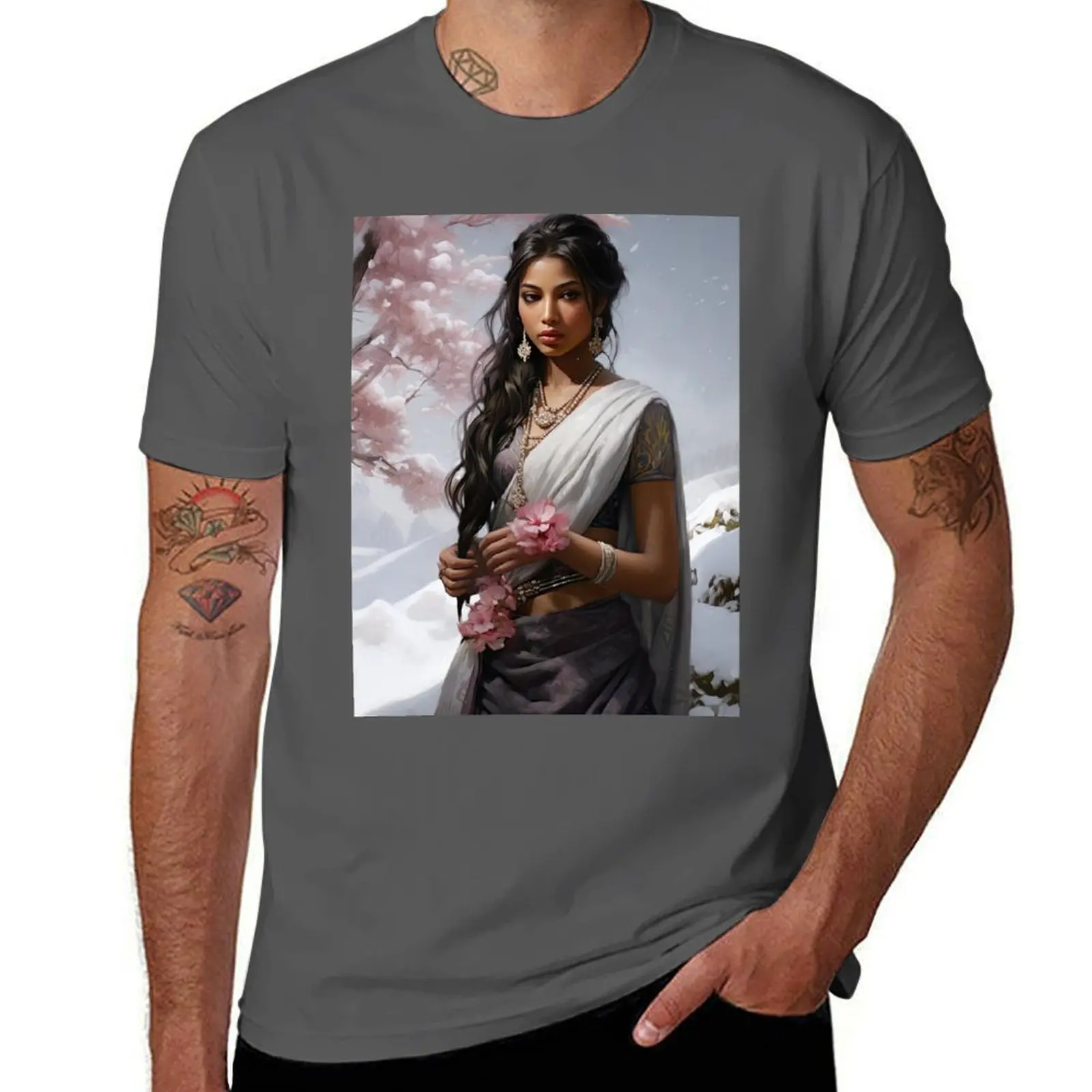 Silver Saree Serenity T-Shirt Breathable Workout Short Sleeve Top