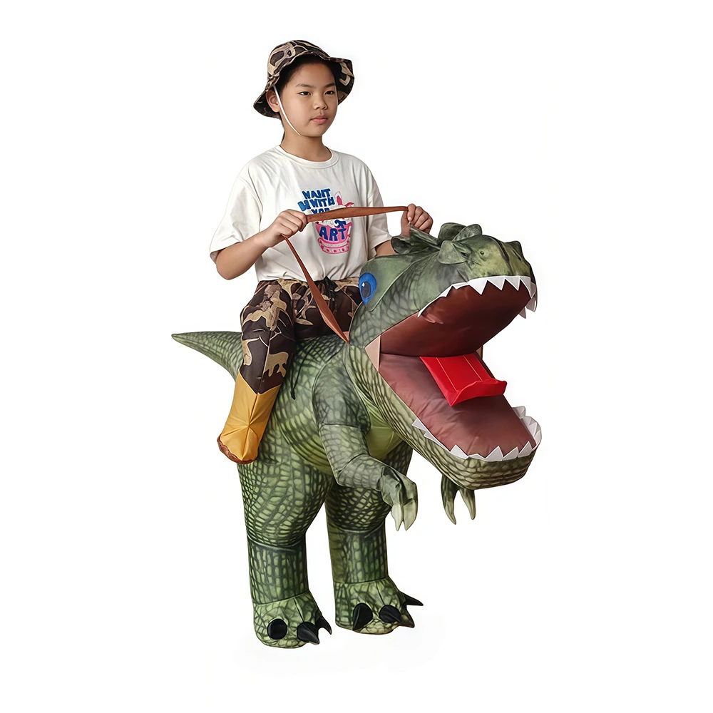

Взрослые надувные костюмы динозавра для косплея, вечерние костюмы на Хэллоуин, забавные тематические надувные костюмы всадника-тираннозавра, процесс шитья
