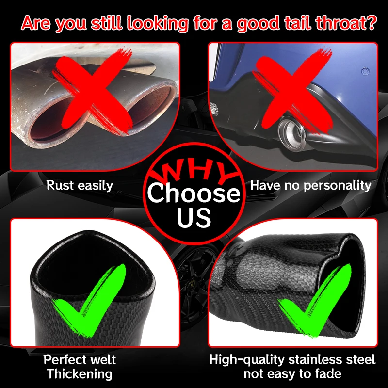 New Design Heart Shape Style Car Accessories 2.5 Inch Stainless Steel Burnt Blue Exhaust Tips Muffler Tail Pipe Exterior Parts