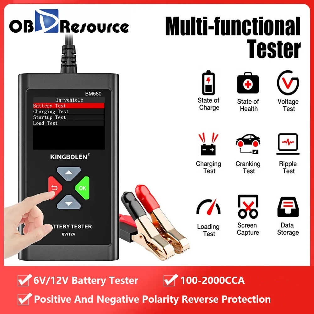 6V 12V Car Battery Capacity Tester Analyzer BM560 BM580 100-2000CCA  2-220AH SOC Cranking/Charging/Load/Voltage Test Automotive ss 905a 7 0 for iphone 6 13 and sam series power boot control line cable power test boot cable added battery boot function