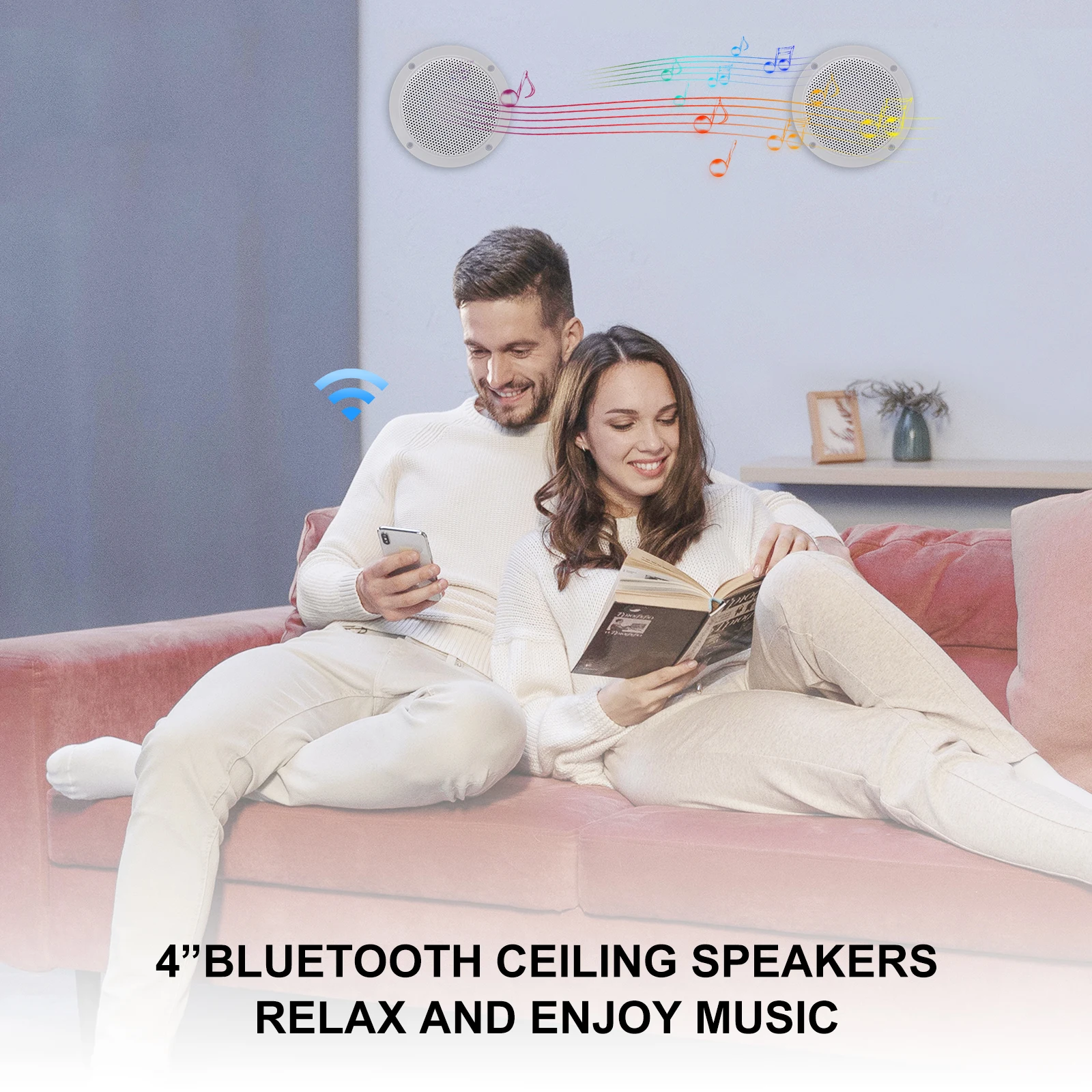 Herdio 4-Zoll-Bluetooth-Deckenlautsprecher, wasserabweisend, 160 W, Marine-Lautsprecher für Badezimmer, Küche, Zuhause, Outdoor, Wohnmobil, 2 Stück – Detail 16