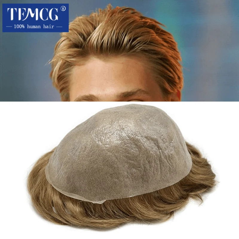 Super Thin Skin Mens Toupee 0.02-0.04mm Hair System For Men Male Hair Prosthesis 100% Human Hair V-looped Hairpiece Wigs For Men